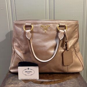 Prada Beige Leather Shoulder Bag